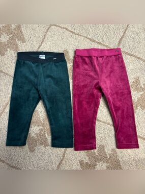 Mayoral Velvet Leggings in Deep Green and Berry 12M